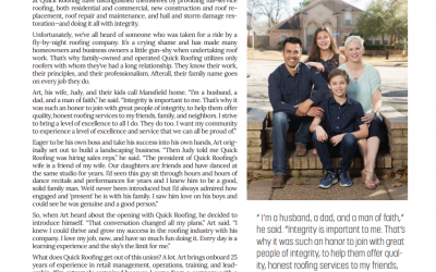 Quick Roofing’s Art Rodriguez is featured in an article of Living Magazine